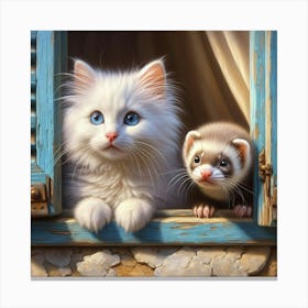 Ferret And Cat 1 Canvas Print