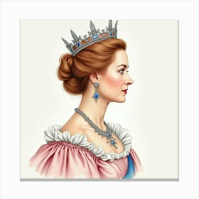 Graceful Watercolor Rendering Of Queen Elizabeth I, Showcasing Her Elegance 1 Canvas Print