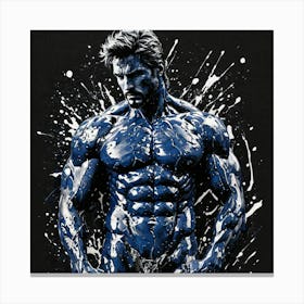 Blue Bodybuilder Canvas Art Canvas Print