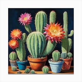 Cactus Painting Maximalist Still Life Woolly Torch Cactus art print 3 Canvas Print