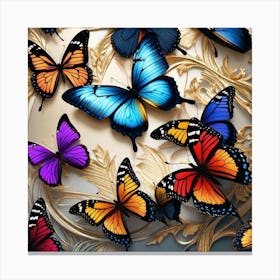 Butterflies In A Frame Canvas Print