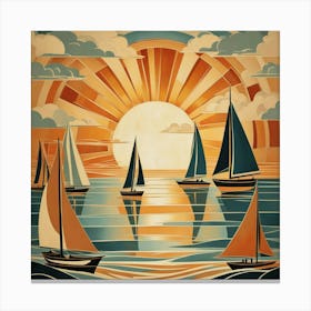 Sailboats At Sunset 6 Canvas Print