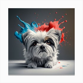 Dog With Paint Splashes Canvas Print