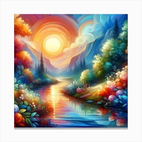 Sunset By The River 15 Canvas Print