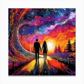 Magic021 Photo Of A Couple Is Colored And She Is Walking Down A E62c75a8 8f22 453c Ad7d 3b6a208f7782 Canvas Print