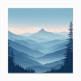 Misty mountains background in blue tone 84 Canvas Print