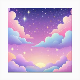 Sky With Twinkling Stars In Pastel Colors Square Composition 102 Canvas Print