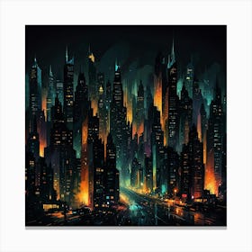 Abstract Depiction Of A City At Night With Bright Ligh 1 Canvas Print