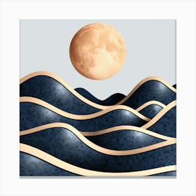 Moon And Waves 73 Canvas Print