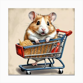 Hamster In A Shopping Cart 5 Canvas Print