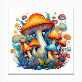 Mushrooms In The Forest 51 Canvas Print