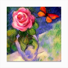 the program relationship of a flower and the butterfly Canvas Print