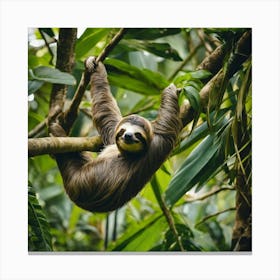 Sloth Hanging In The Tree Canvas Print