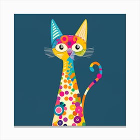 Colorful Cat Minimal Illustration 2 Canvas Print