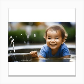 Baby In A Fountain Canvas Print