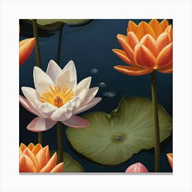 The Magic of the Floating Water Lily: The Beauty of Serene Nature"** "A depiction that highlights the lotus flower as an icon of purity and inner peace Lienzos