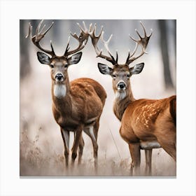 Two Deer Standing In The Woods Canvas Print