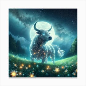 Bull In The Moonlight 16 Canvas Print