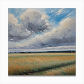 Beautiful Shot Of A Whet Field With A Cloudy Sky 0 Canvas Print