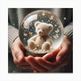 Snow Globe With Teddy Bear Canvas Print