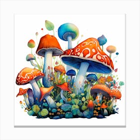 Mushrooms In The Garden Canvas Print
