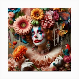 Clown With Flowers 5 Canvas Print