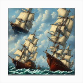 Sailing Ships In The Ocean Canvas Print