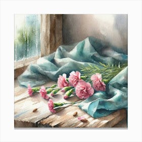 Carnations By The Window Canvas Print