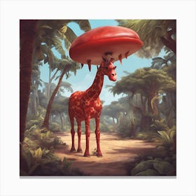 Giraffe With Mushroom Canvas Print