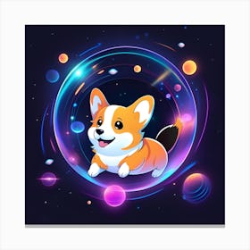 Corgi In Space 5 Canvas Print