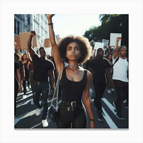 Black Woman Holding Protest Signs Canvas Print