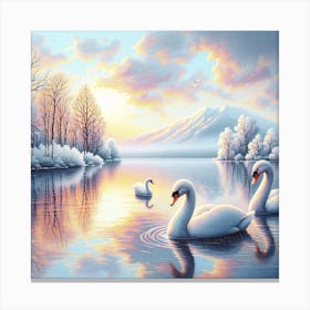 Lake with Swans Canvas Print