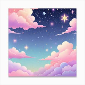 Sky With Twinkling Stars In Pastel Colors Square Composition 257 Canvas Print