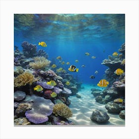 A Kaleidoscope of Colorful Fish Coral Reef Canvas Print