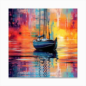 Sailboat At Sunset 13 Canvas Print