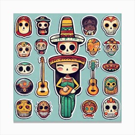Mexico Sticker 2d Cute Fantasy Dreamy Vector Illustration 2d Flat Centered By Tim Burton Pr (33) Canvas Print