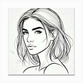 woman portrait drawing line art 10 Canvas Print