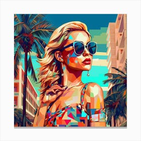 Sexy Woman In Sunglasses Canvas Print