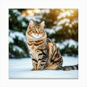 Cat In The Snow 1 Canvas Print