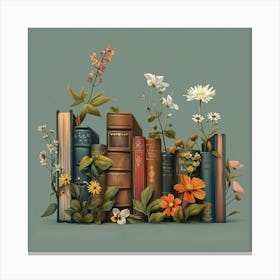 Books Flowers Canvas Print