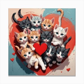 Valentine Kittens 3 Canvas Print