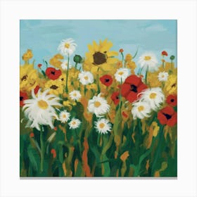 Sunflowers And Daisies Canvas Print