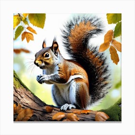 Squirrel In Autumn 7 Canvas Print