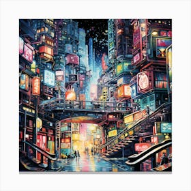 Cityscape At Night 8 Canvas Print