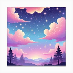 Sky With Twinkling Stars In Pastel Colors Square Composition 300 Canvas Print
