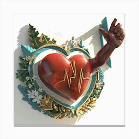 Heart Of Gold, Stunning 3D Rendering of The Painting Canvas Print