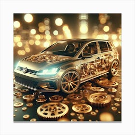 Gold Volkswagen Golf Car Canvas Print