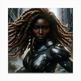 Black Futuristic Warrior Woman-8 Canvas Print