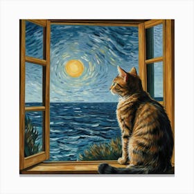 Cat Looking Out The Window 4 Canvas Print