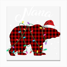 Red Plaid Nana Bear Matching Buffalo Pajama Canvas Print